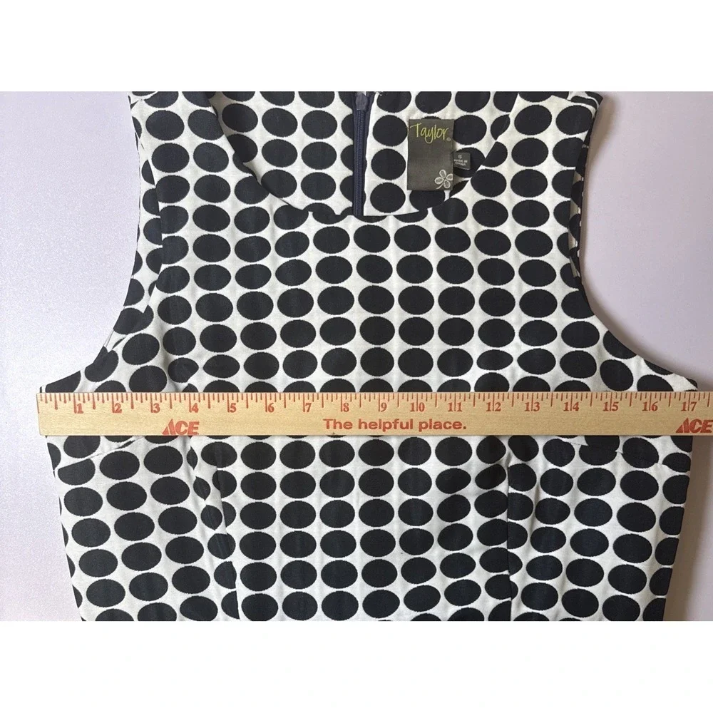 Taylor Women's Black/White Dress Size 6 Cocktail Wedding Guest Bow - Picture 4 of 11